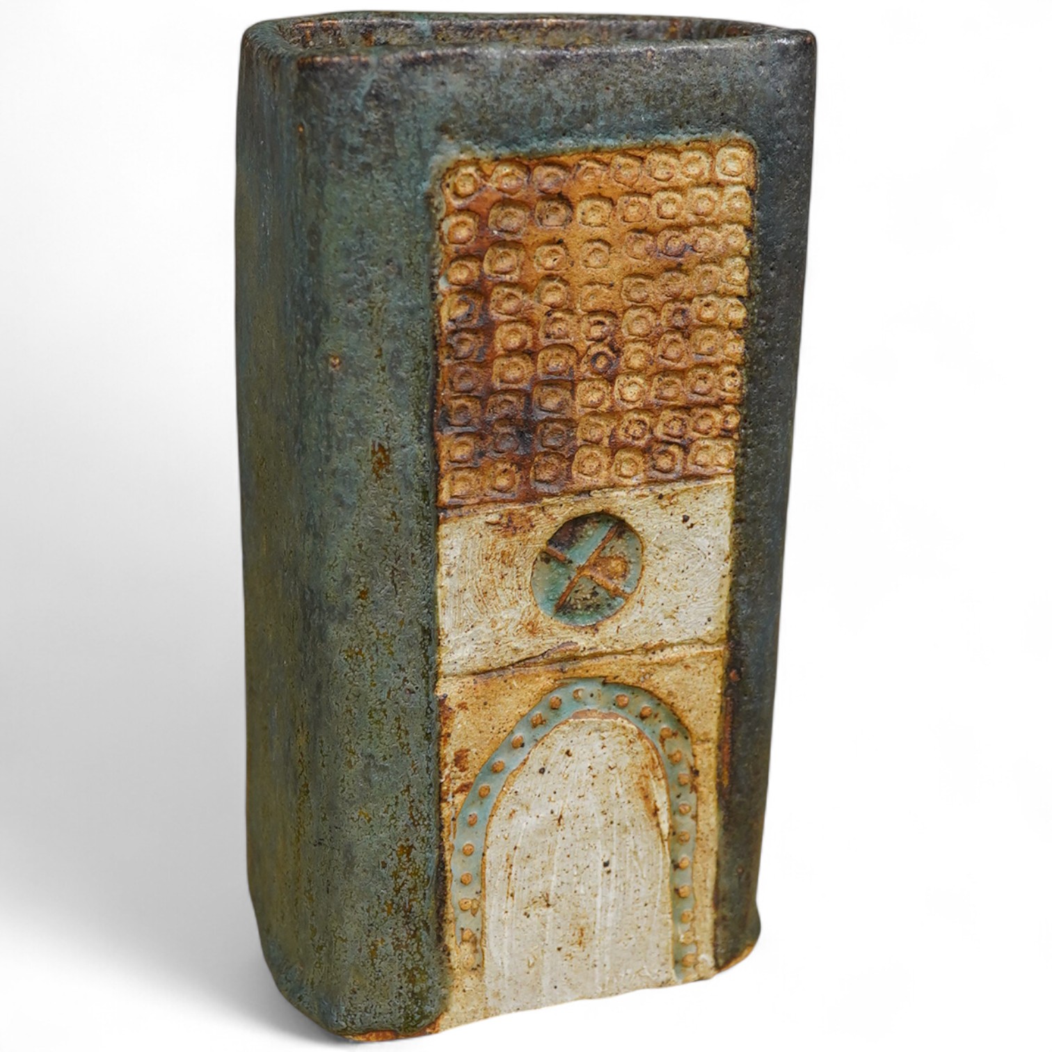 Alan Wallwork (1931-2012), a textured studio pottery vase, incised ‘W’ to the base, 23cm high